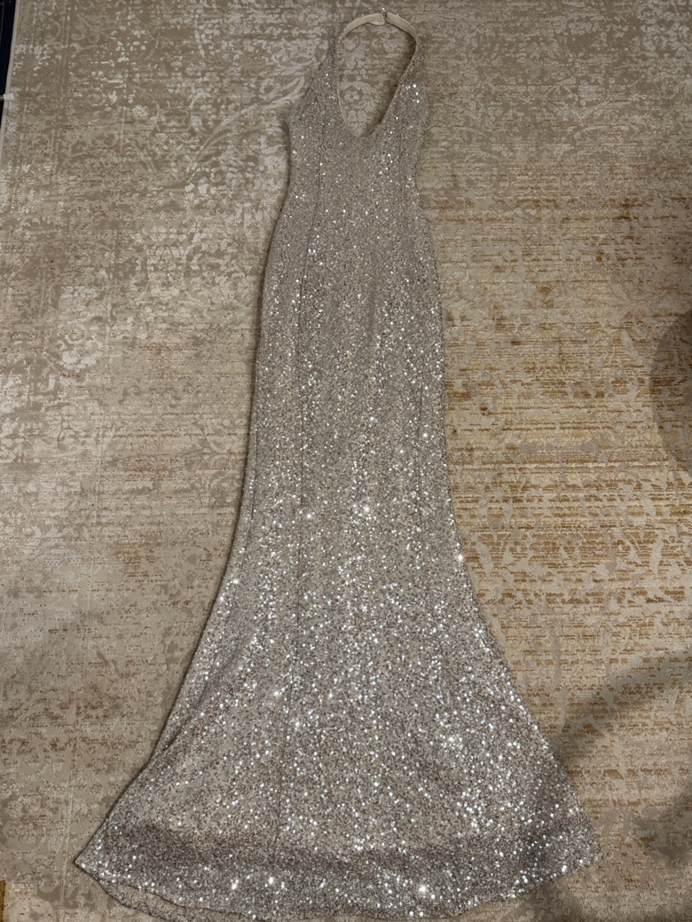 Sparkling Halter Sequin Prom Dress - Silver
